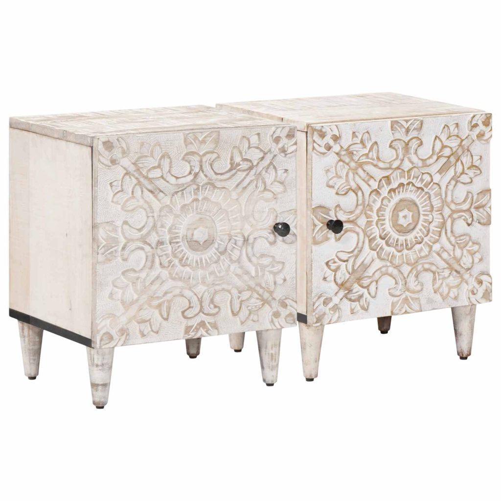 Yöpöytäkaappi 2 pcs Valkoinen 40 x 33,5 x 46 cm