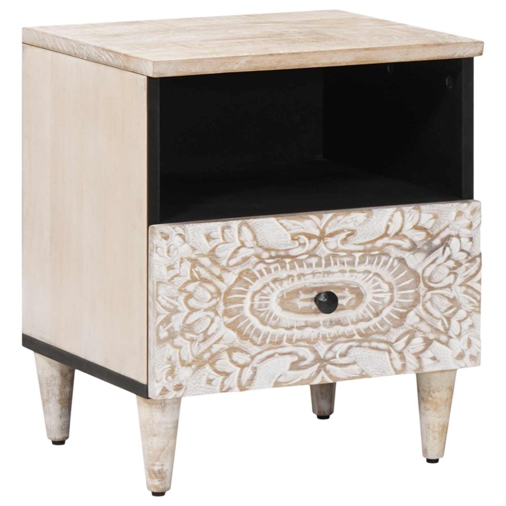 Sänkykaappi Valkoinen 40 x 33 x 46 cm Kiinteä mango puu