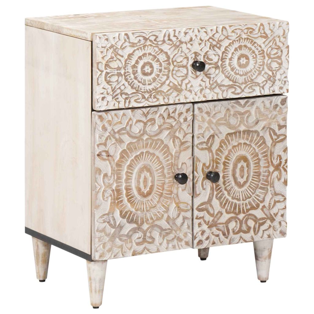 Sänkykaappi Valkoinen 50 x 33 x 60 cm Kiinteä mango puu