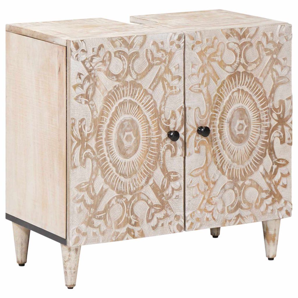 Kylpyhuoneen allaskaappi ovella Valkoinen 62 x 33 x 58 cm