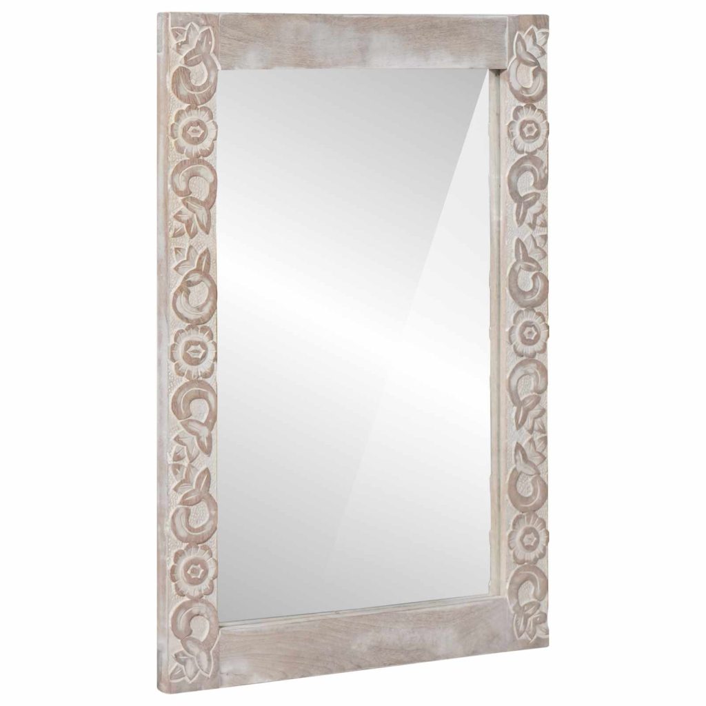 Kylpyhuoneen peili Valkoinen 50 x 70 x 3 cm Kiinteä mango puu