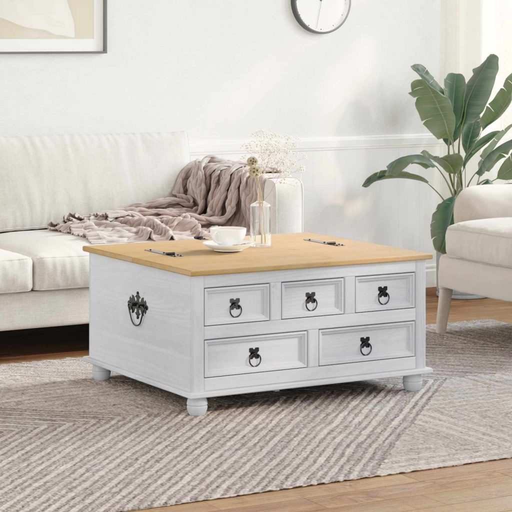 storage box hyllyllä Valkoinen 90 x78 x 45 cm Massiivinen mänty