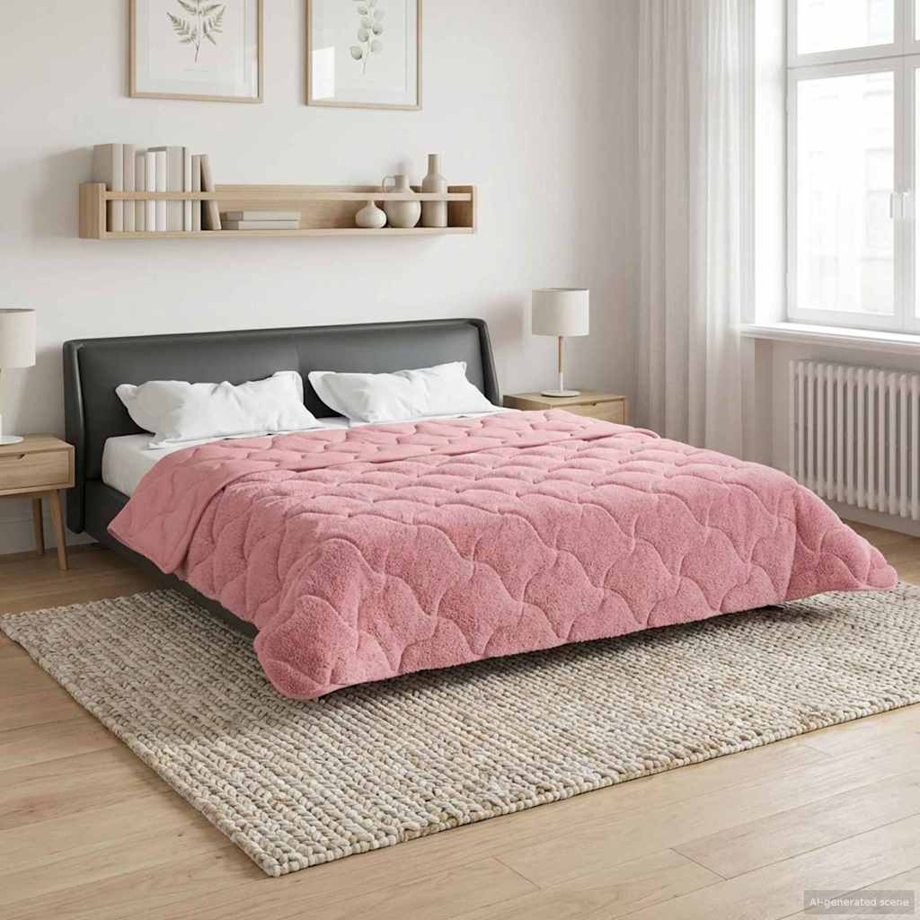 Talvityyny Pinkki 220 x 240 cm Mikrokuitu ja teddy fleece