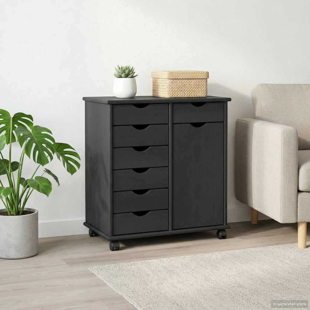 Rullaava kaappi Harmaa 63,5 x 39 x 65,5 cm Massiivinen mänty