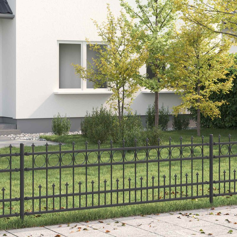 Piikkirenkaallinen aita Musta 200 x 130 cm Jauhemaalattu Teräs