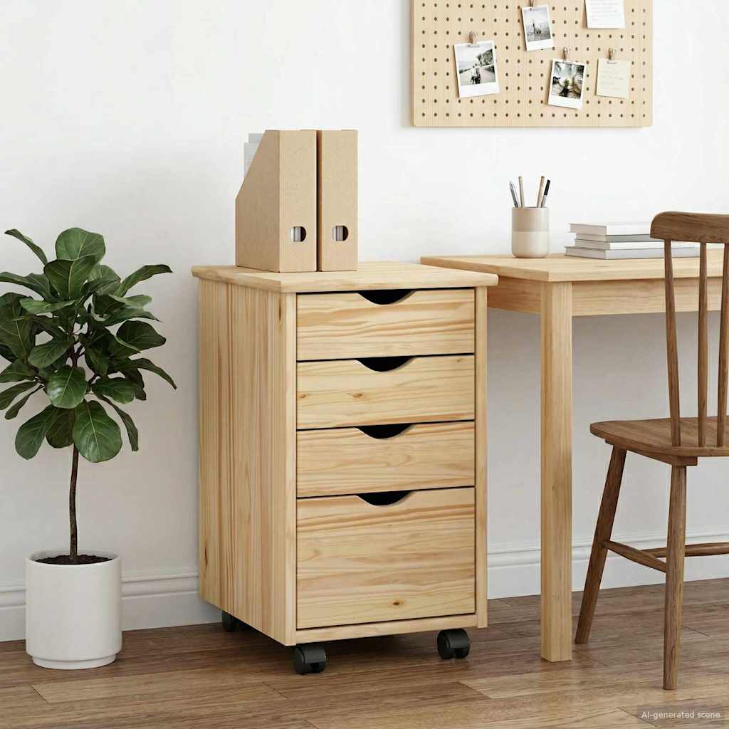 Rullaava kaappi pyörällä Ruskea 34 x 39 x 56 cm Massiivimänty