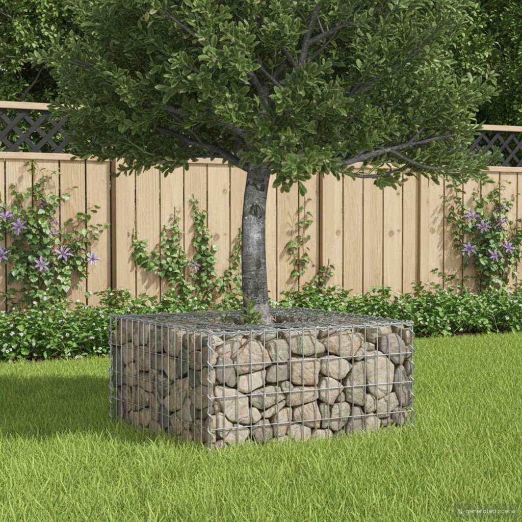 Gabion Kohotettu Peti Hopea 80 x 80 x 40 cm Galvanoitu teräs