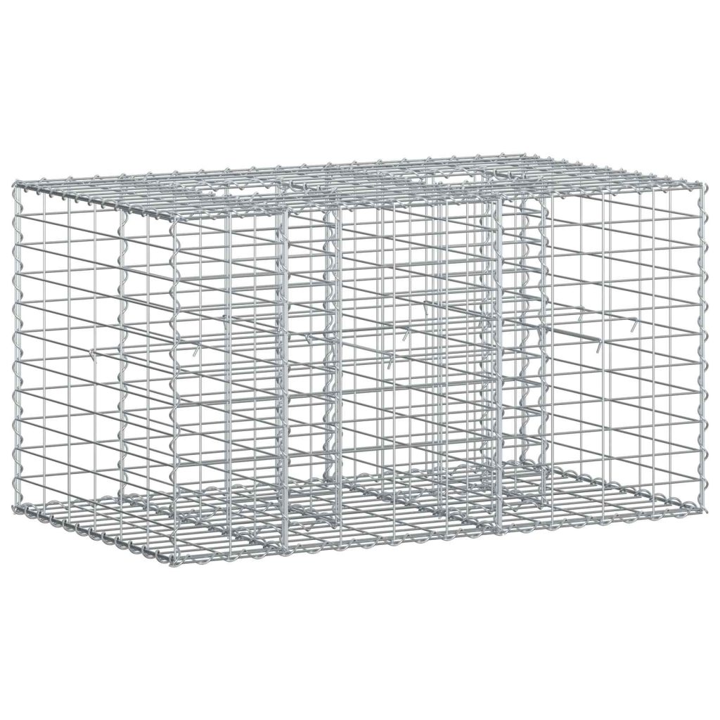 Gabion Kohotettu Peti Hopea 100 x 60 x 55 cm Galvanoitu teräs