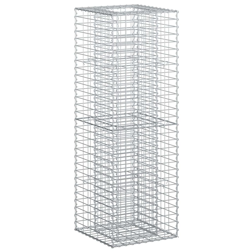 Gabion Kohotettu Peti Hopea 50 x 50 x 150 cm Galvanoitu teräs