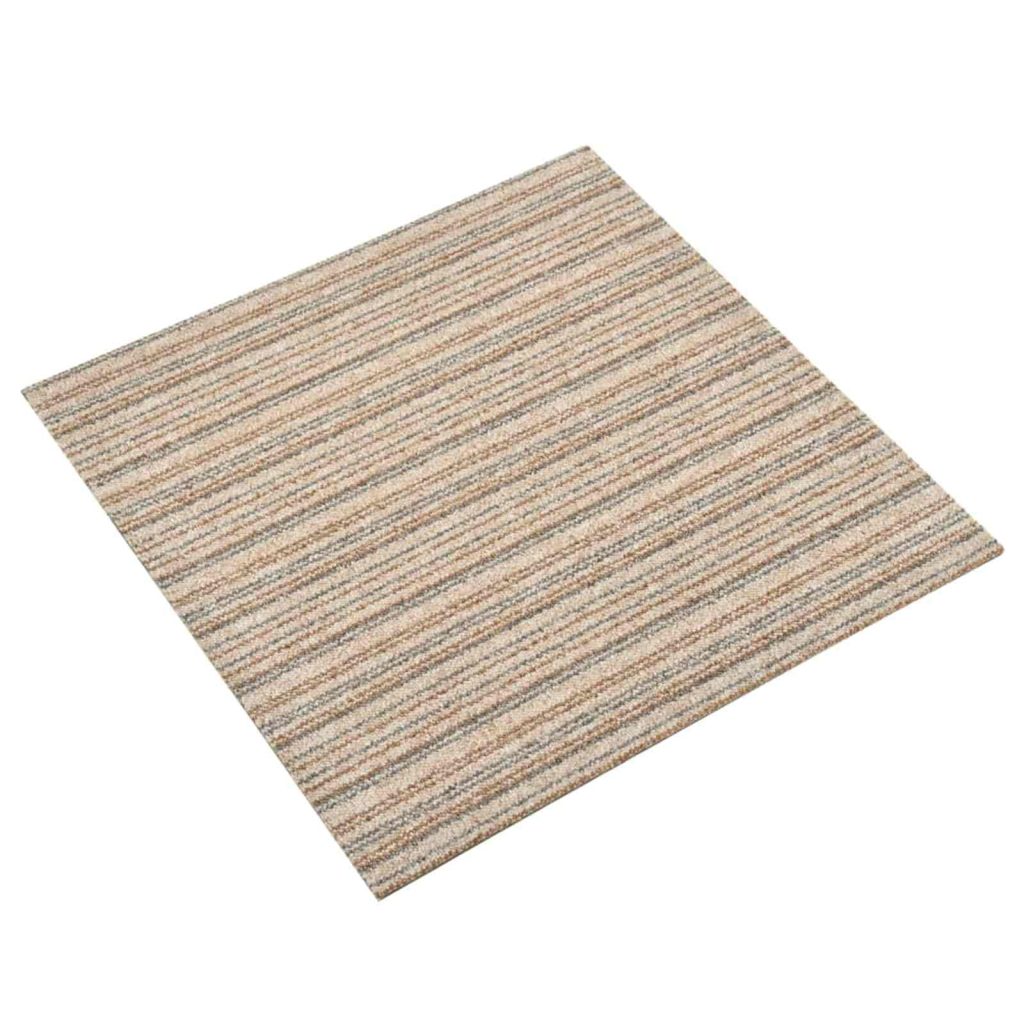 Matto 20 pcs Raidallinen beige 50 x 50 cm 100% polypropeeni