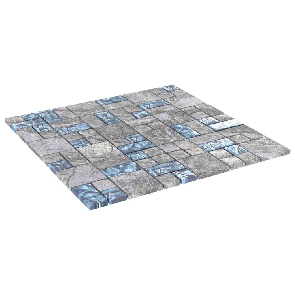 Mosaiikkilaatta 22 pcs Harmaa ja sininen 50 x 50 cm Lasi