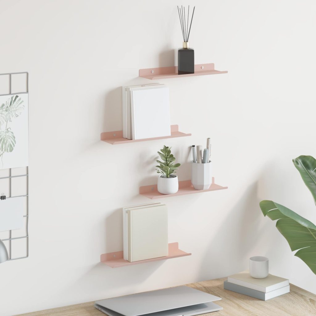 Seinähylly hyllyllä 4 pcs Pinkki 30 x 9 x 2,5 cm