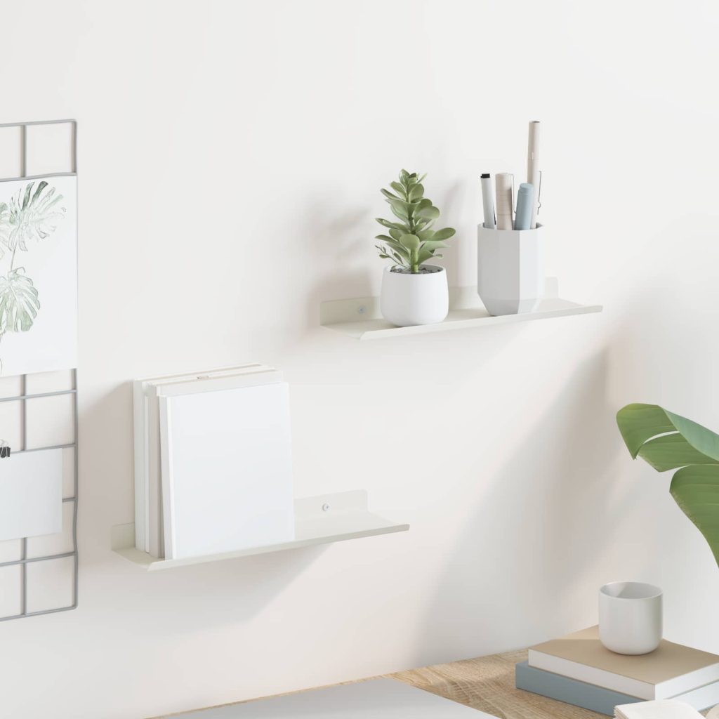 Seinähylly hyllyllä 2 pcs Valkoinen 30 x 9 x 2,5 cm
