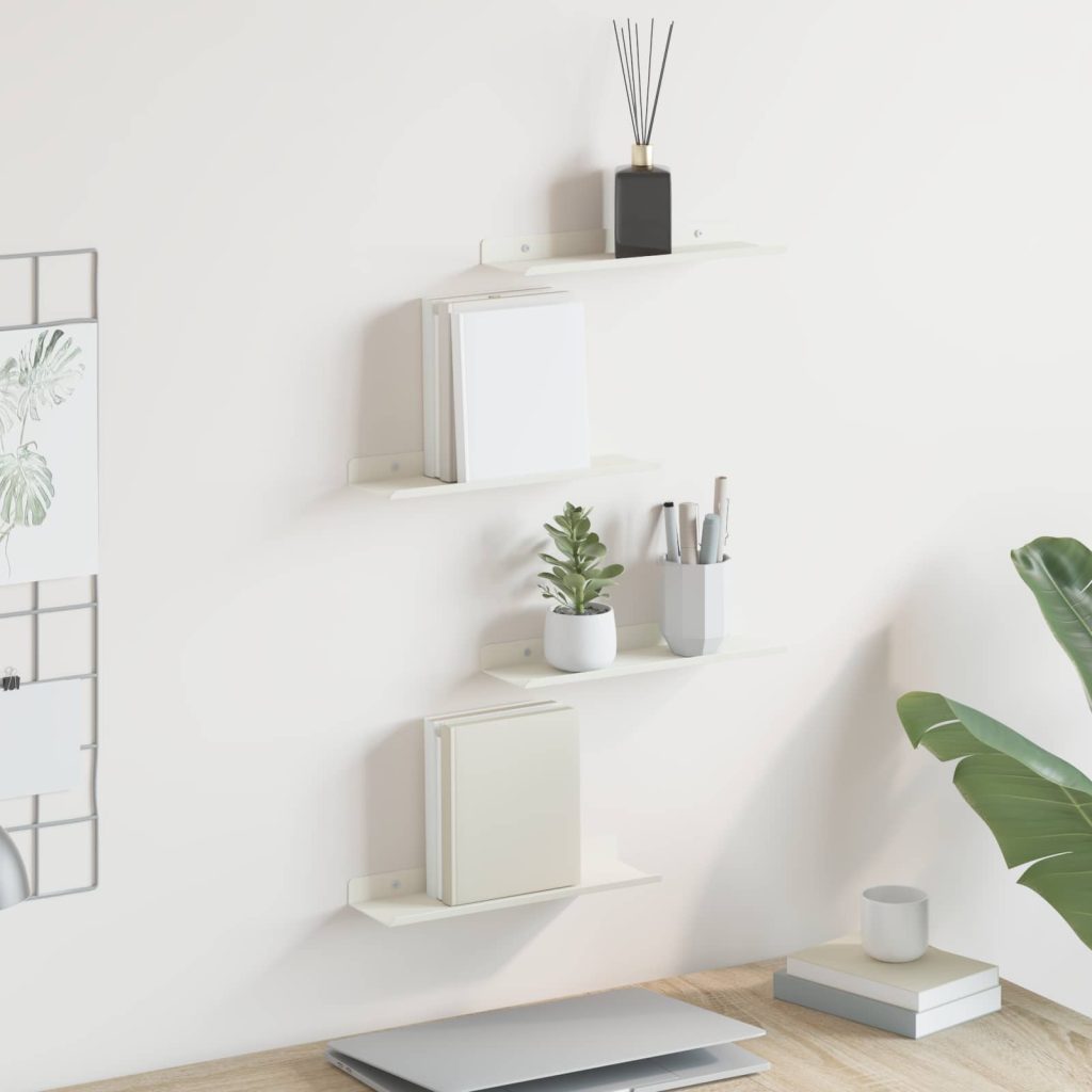 Seinähylly hyllyllä 4 pcs Valkoinen 30 x 9 x 2,5 cm