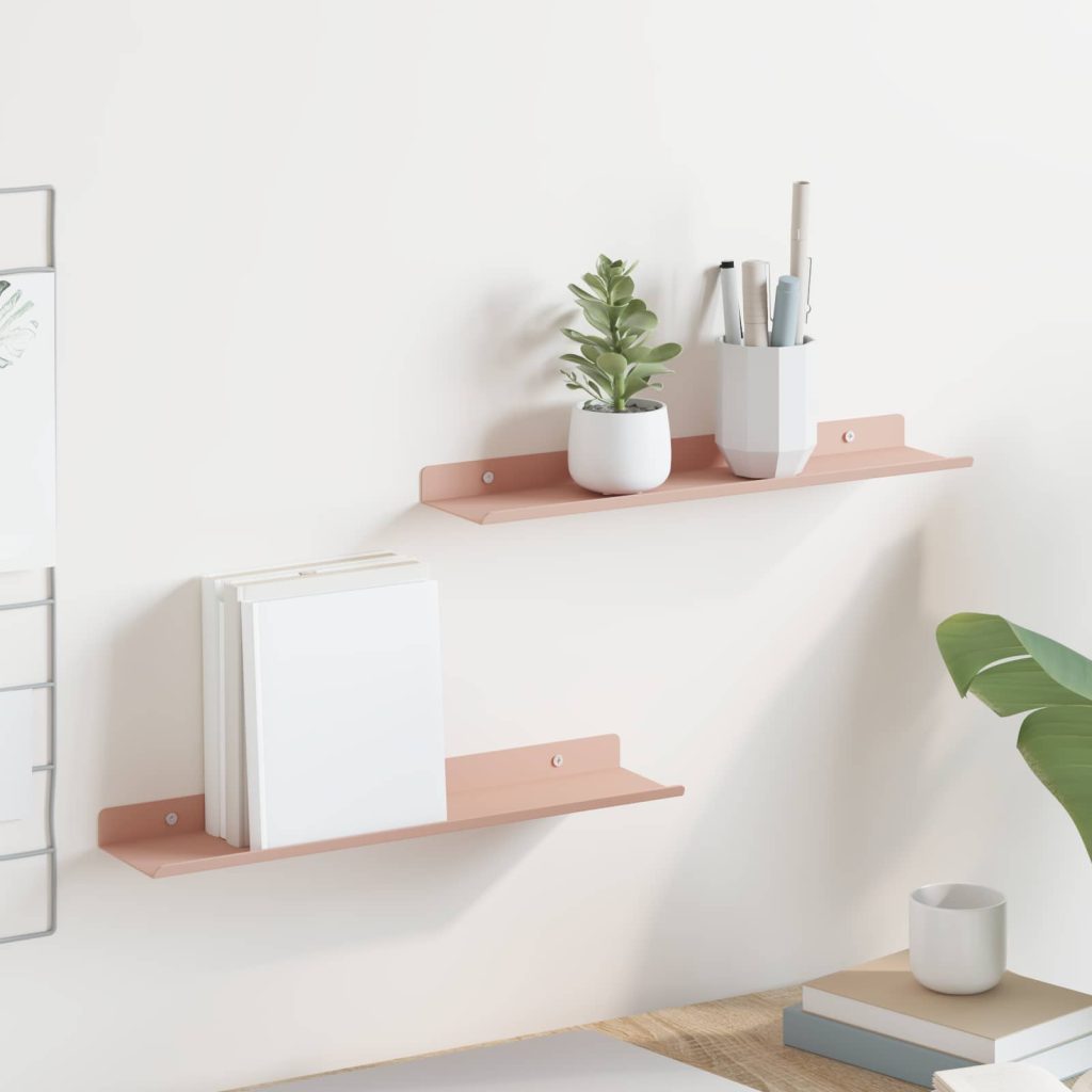 Seinähylly hyllyllä 2 pcs Pinkki 40 x 9 x 2,5 cm