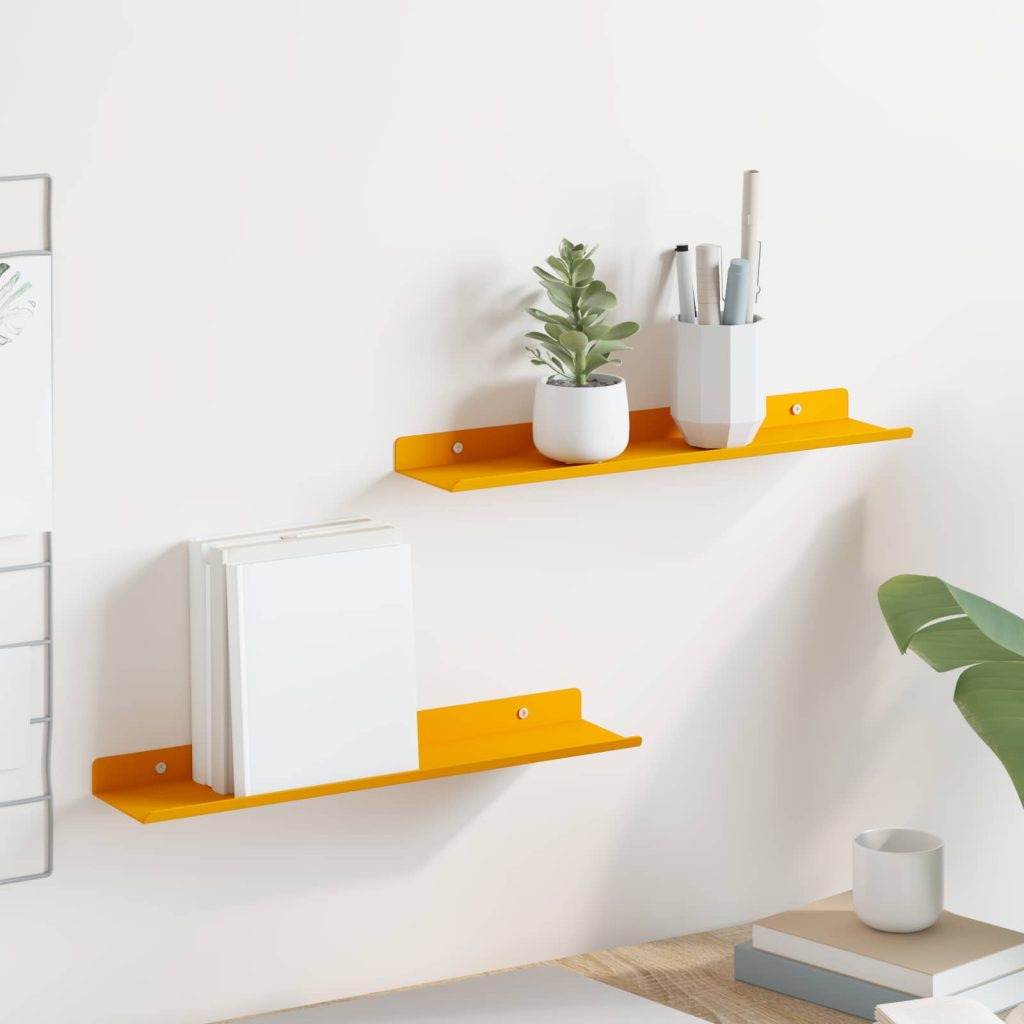 Seinähylly hyllyllä 2 pcs Sinappikeltainen 40 x 9 x 2,5 cm