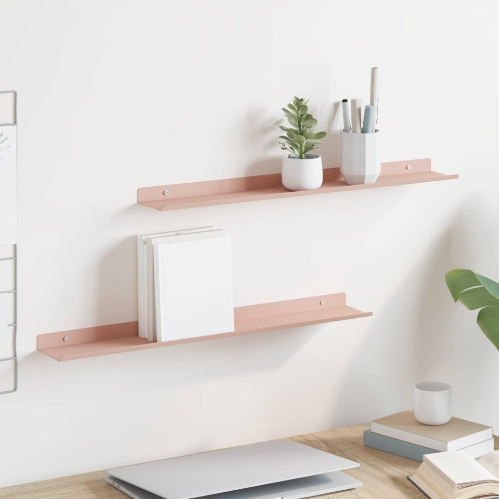 Seinähylly hyllyllä 2 pcs Pinkki 60 x 9 x 2,5 cm