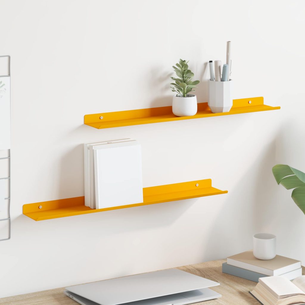 Seinähylly hyllyllä 2 pcs Sinappikeltainen 60 x 9 x 2,5 cm