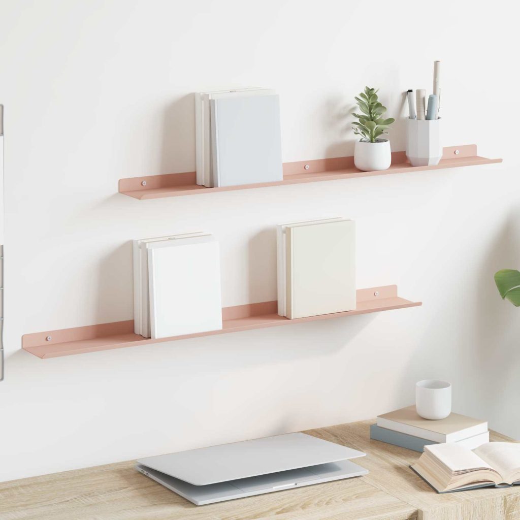 Seinähylly hyllyllä 2 pcs Pinkki 80 x 9 x 2,5 cm