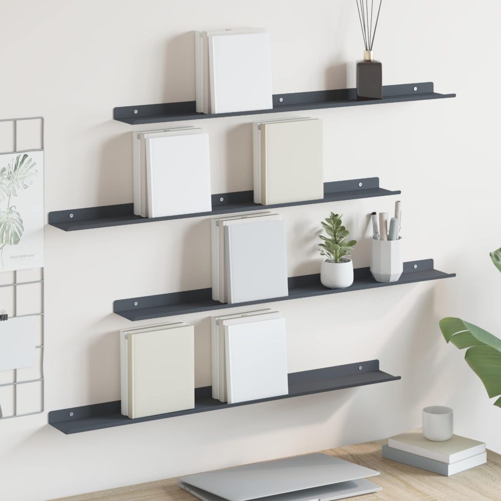 Seinähylly hyllyllä 4 pcs Antrasiitti 80 x 9 x 2,5 cm