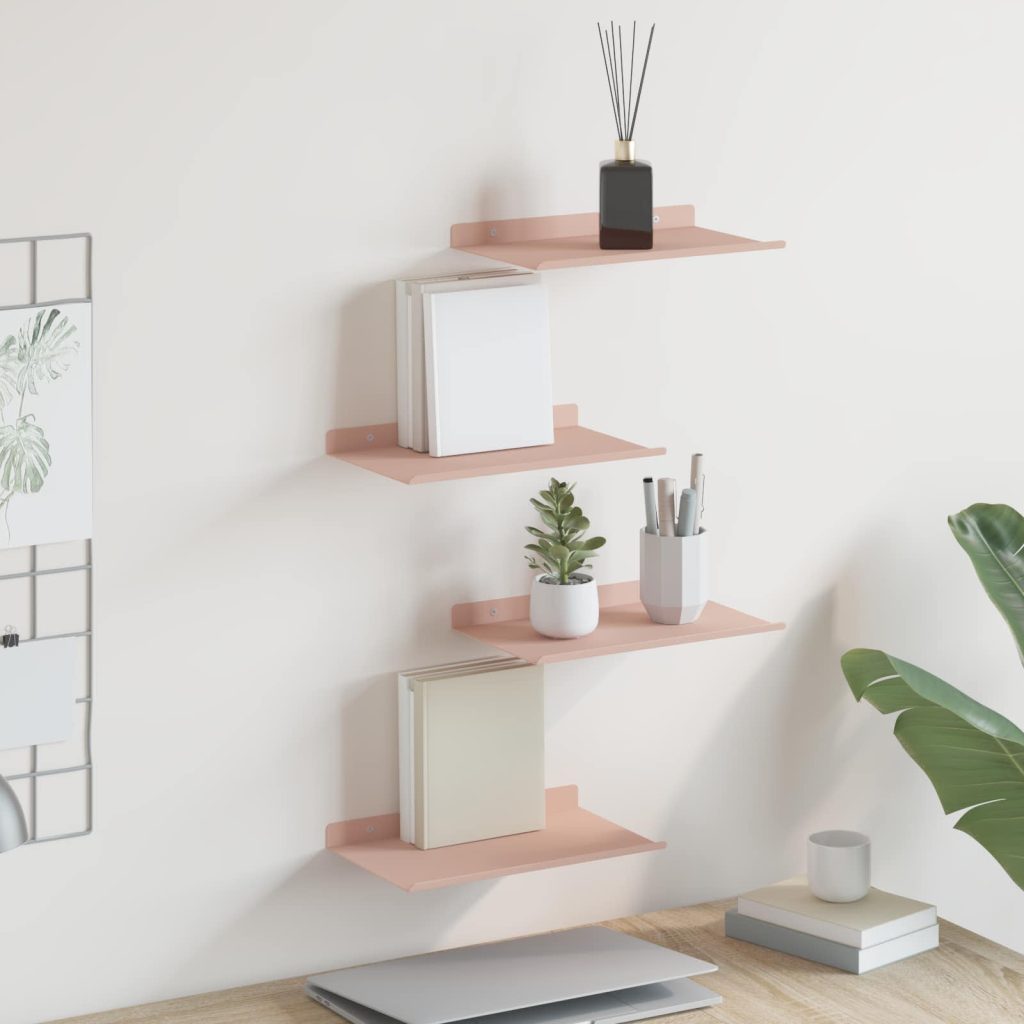 Seinähylly hyllyllä 4 pcs Pinkki 30 x 18 x 2,5 cm