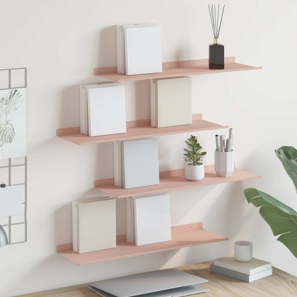 Seinähylly hyllyllä 4 pcs Pinkki 60 x 18 x 2,5 cm