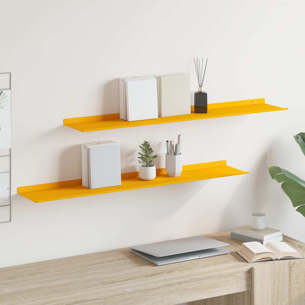 Seinähylly hyllyllä 2 pcs Sinappikeltainen 100 x 18 x 2,5 cm