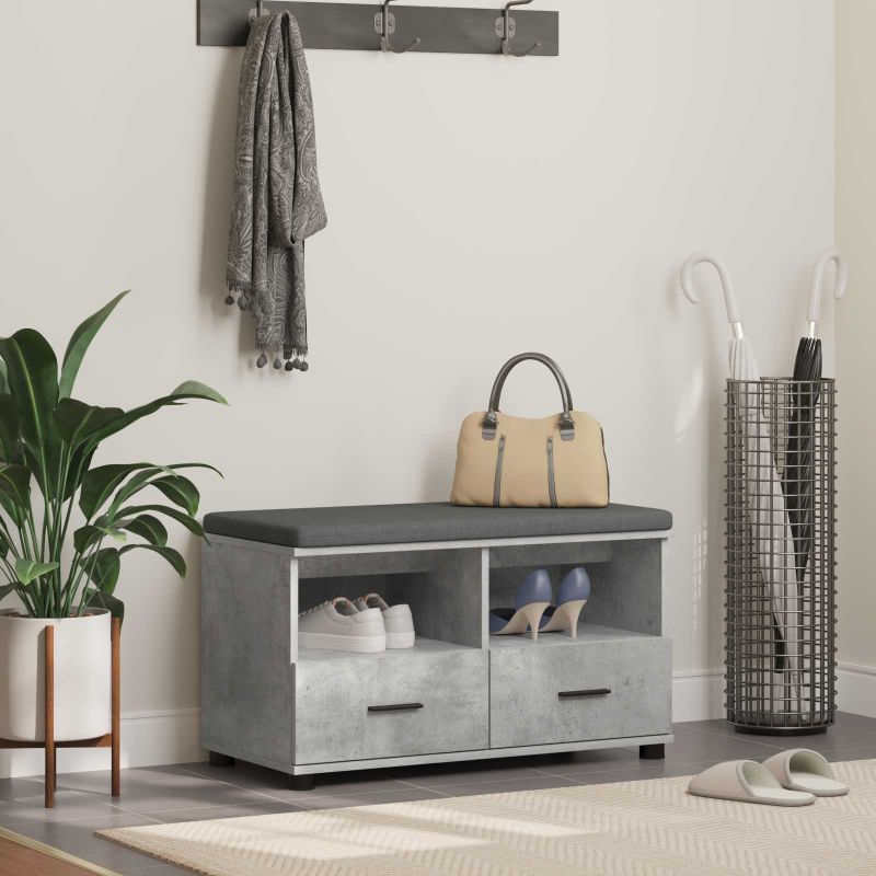 Halli penkki tyynyllä Betoni Harmaa 80 x 38 x 46 cm