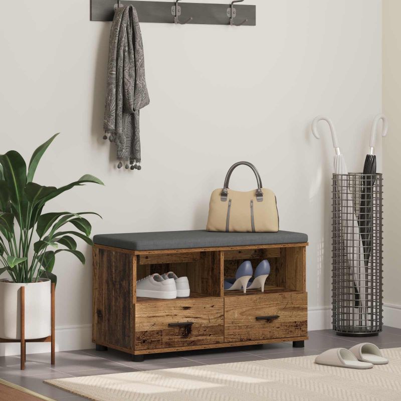 Halli penkki tyynyllä laatikon kanssa Vanha puu 80 x 38 x 46 cm