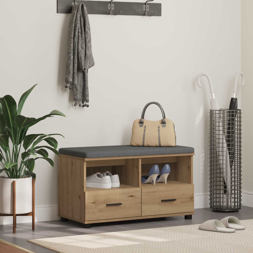 Halli penkki tyynyllä Artisan tammi 80 x 38 x 46 cm