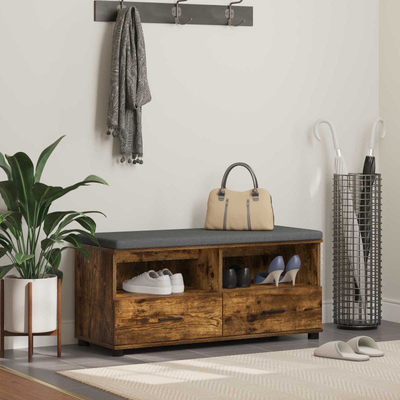 Halli penkki tyynyllä Savupähkinä 100 x 38 x 46 cm