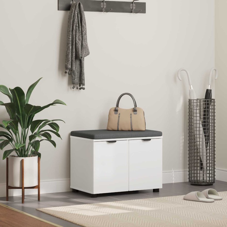 Halli penkki tyynyllä säilytystilassa Valkoinen 60 x 38 x 46 cm