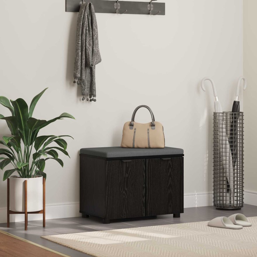 Halli penkki tyynyllä ovella Musta tammi. 60 x 38 x 46 cm