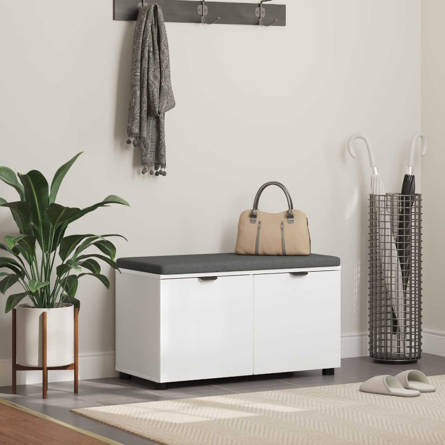 Halli penkki tyynyllä säilytystilassa Valkoinen 80 x 46 x 46 cm