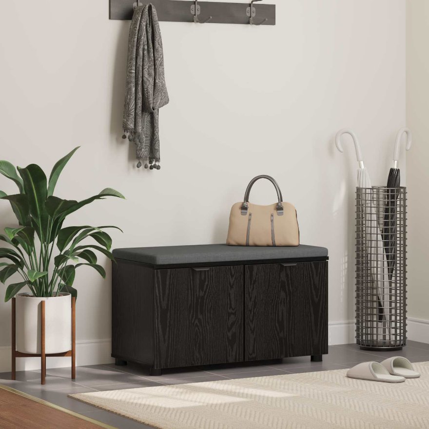 Halli penkki tyynyllä ovella Musta tammi. 80 x 46 x 46 cm