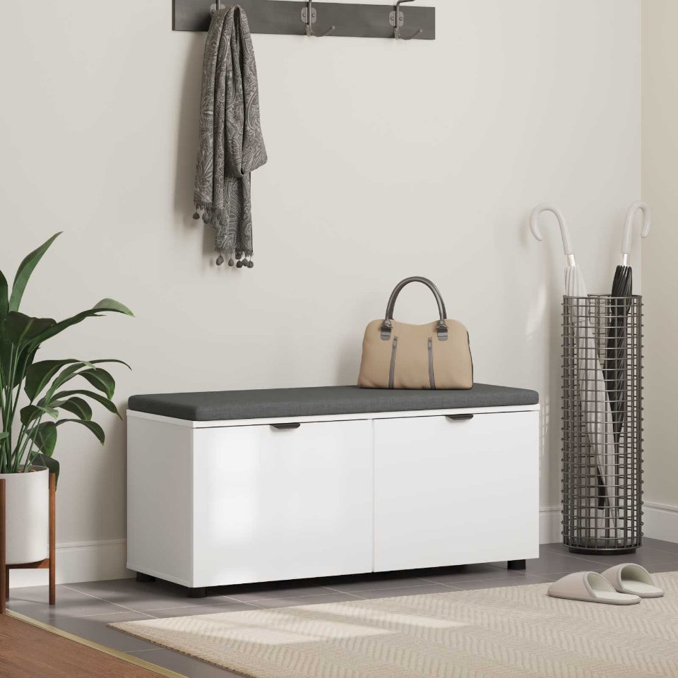 Halli penkki tyynyllä ovella Valkoinen 100 x 38 x 46 cm