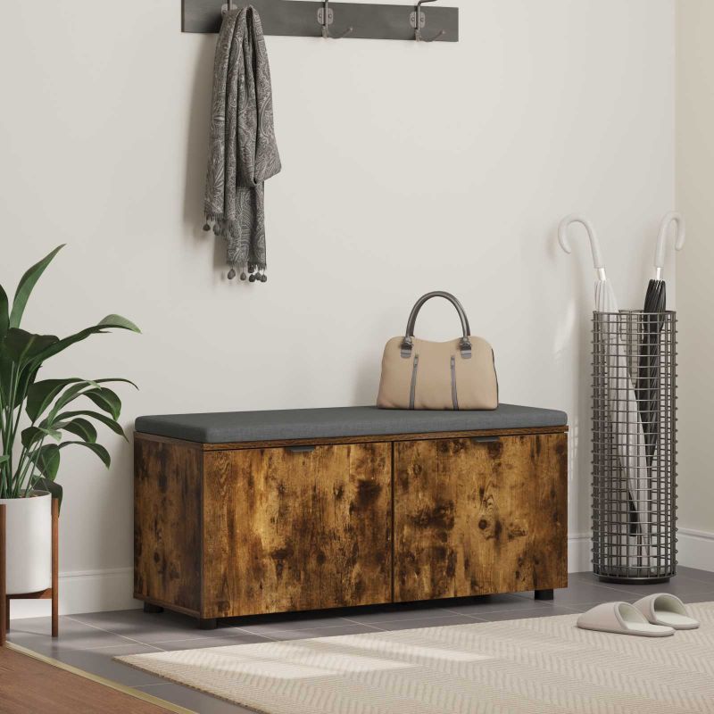 Halli penkki tyynyllä ovella Savupähkinä 100 x 38 x 46 cm