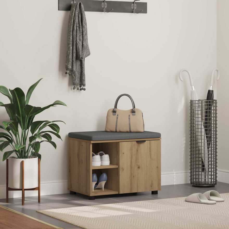 Halli penkki tyynyllä Yksivärinen Artisan tammi 60 x 38 x 46 cm