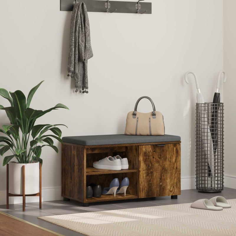 Halli penkki tyynyllä Yksivärinen Savupähkinä 80 x 38 x 46 cm