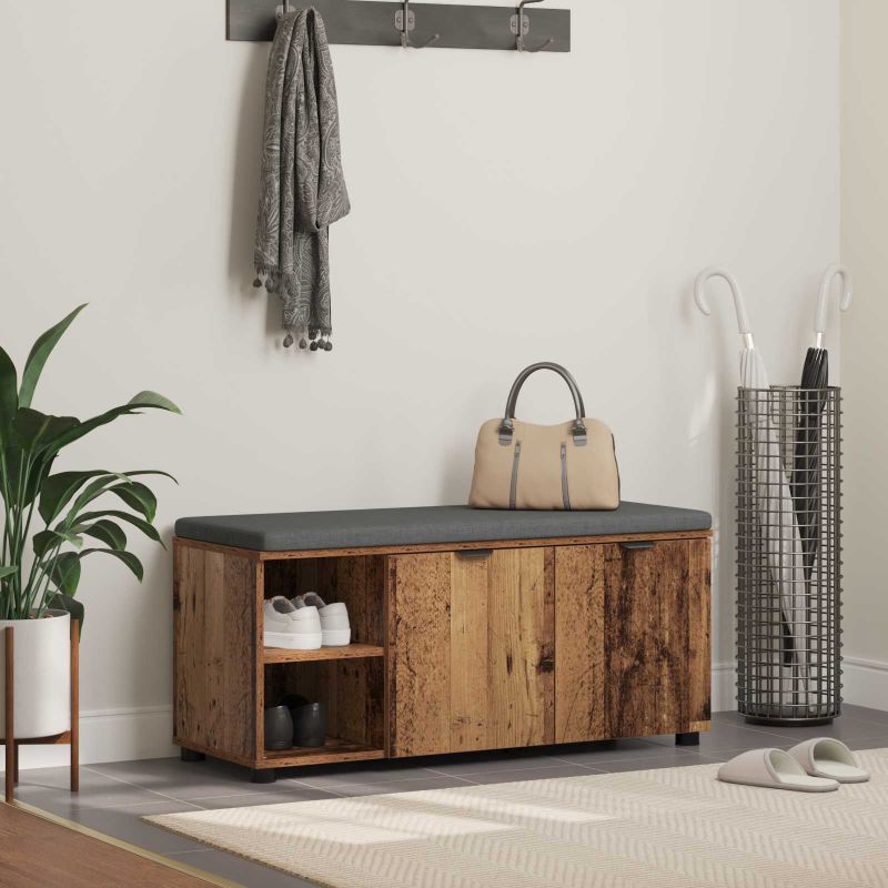 Halli penkki tyynyllä Yksivärinen Vanha puu 100 x 38 x 46 cm