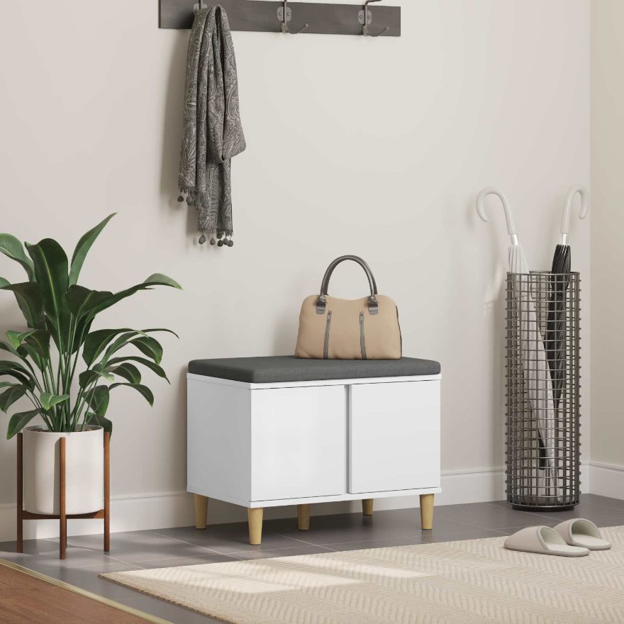 Halli penkki tyynyllä säilytystilassa Valkoinen 60 x 38 x 46 cm