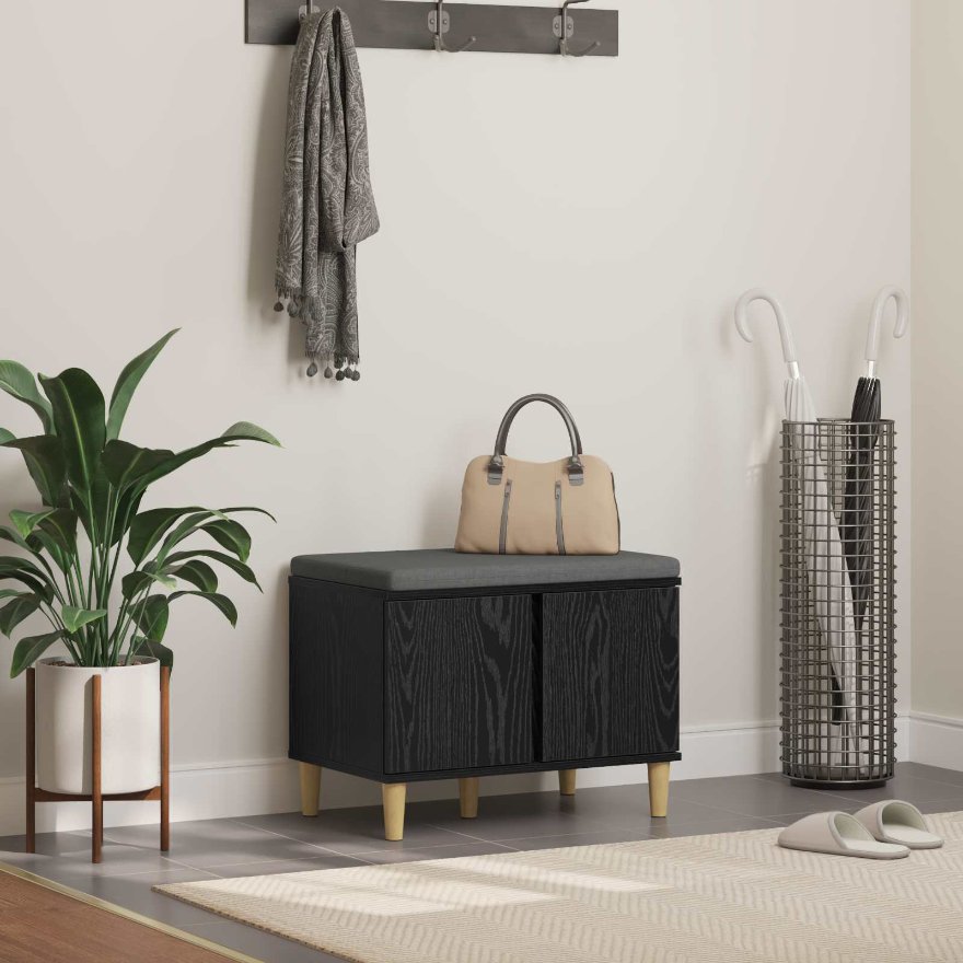 Halli penkki tyynyllä ovella Musta tammi. 60 x 38 x 46 cm