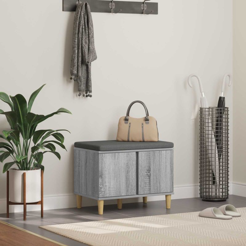 Halli penkki tyynyllä ovella Harmaa Sonoma 60 x 38 x 46 cm