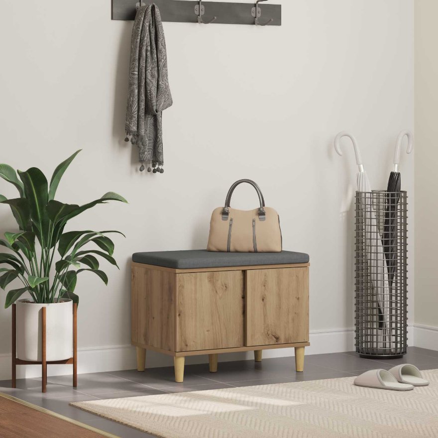 Halli penkki tyynyllä ovella Artisan tammi 60 x 38 x 46 cm