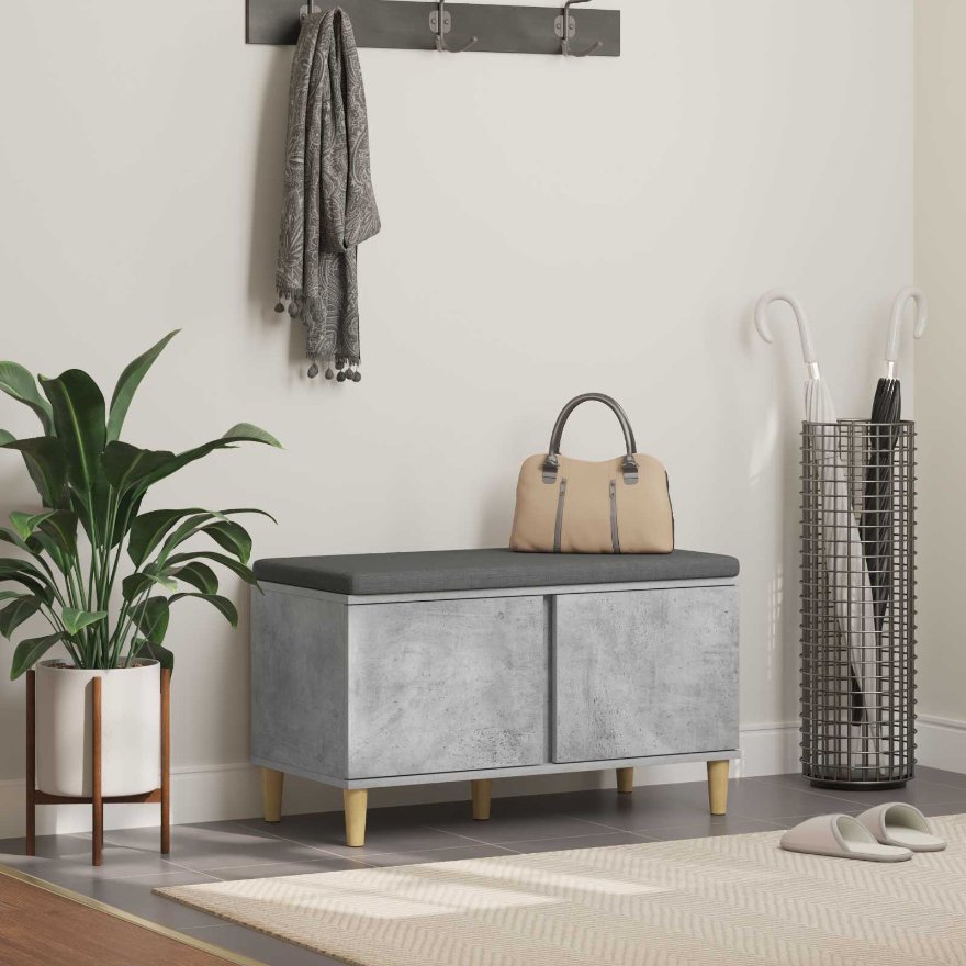 Halli penkki tyynyllä ovella Betoni Harmaa 60 x 38 x 46 cm