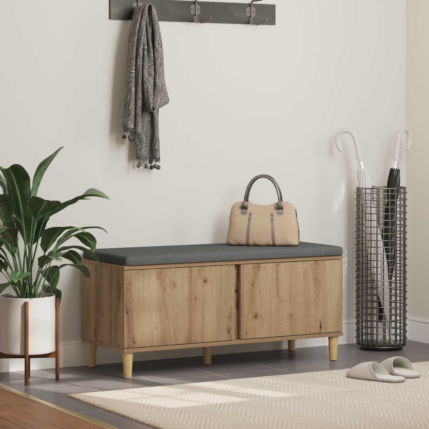 Halli penkki tyynyllä ovella Artisan tammi 60 x 38 x 46 cm