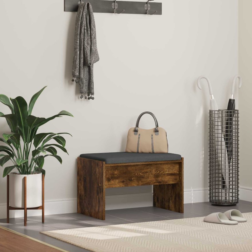 Halli penkki tyynyllä Savupähkinä 63 x 38 x 40 cm