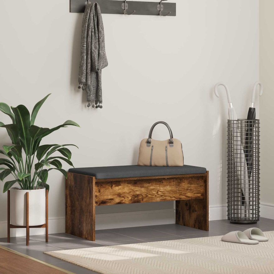 Halli penkki tyynyllä Savupähkinä 83 x 38 x 40 cm