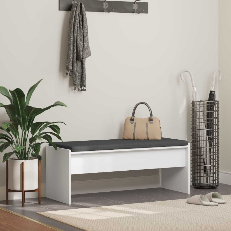 Halli penkki tyynyllä Valkoinen 103 x 38 x 40 cm