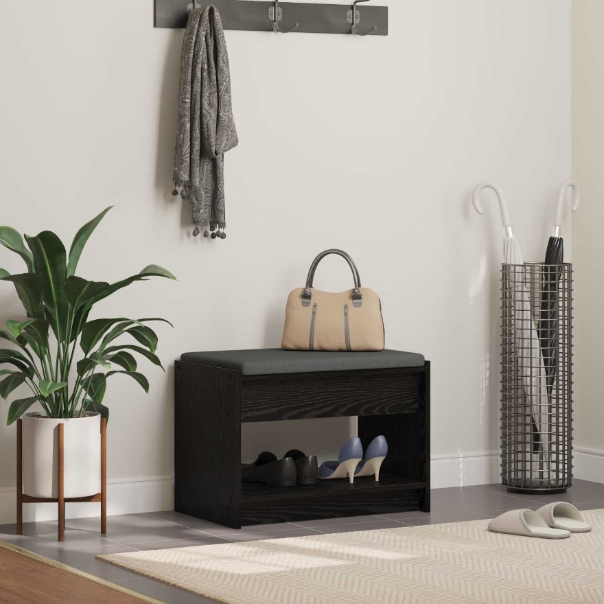 Halli penkki Musta Tammi 63 x 38 x 45 cm Insinööripuu ja kangas